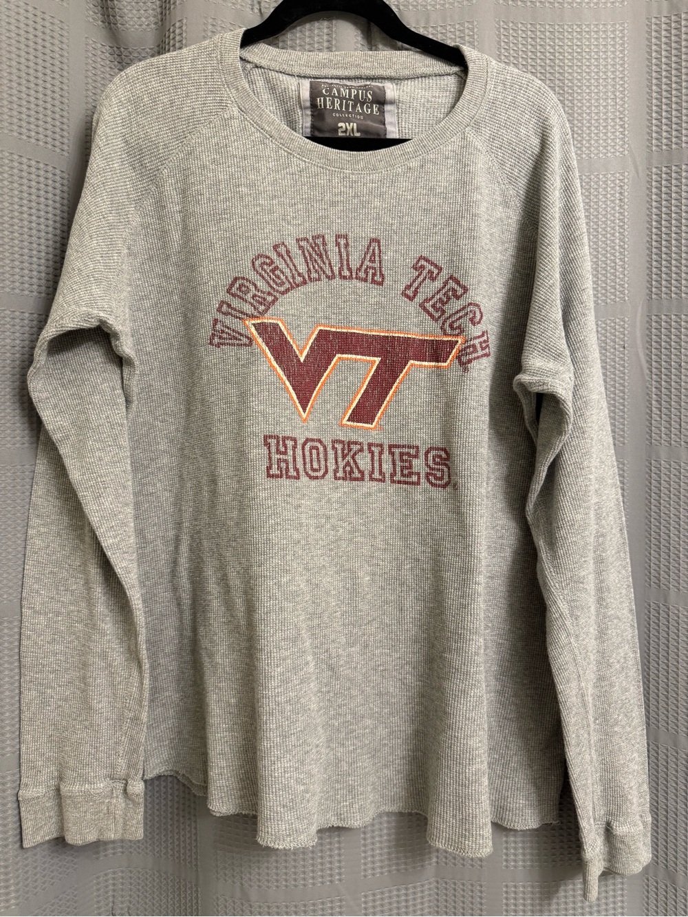 Virginia Tech Hokies VT Logo Thermal Long-sleeve Shirt Gray w/ Maroon & Orange